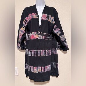 RUFFHEWN Women’s Sz M Black and Pink Tie-Dye Kimono